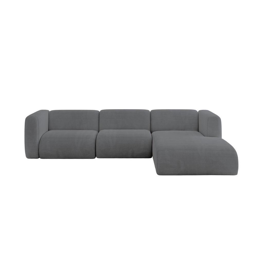 ALTDECOR ROHOVÁ SEDAČKA S PRAVOU OTOMANOU MIRA-L2 318x179x89 Tmavě šedá Manšestr