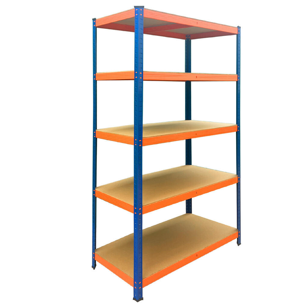 Relaxdays REGÁL modrá oranžová 5 polic kov 50 cm