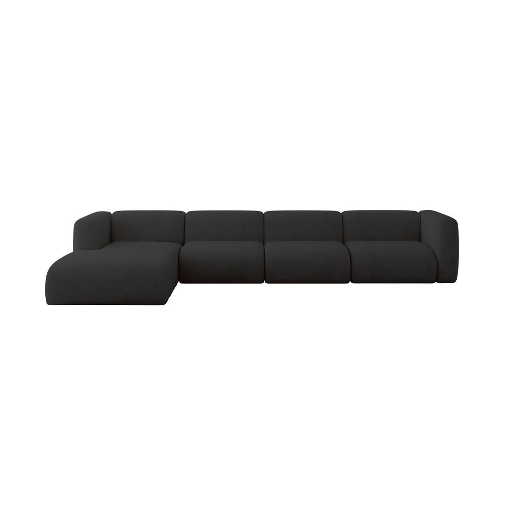 ALTDECOR ROHOVÁ SEDAČKA S LEVOU OTOMANOU MIRA-L3 409x179x70 Černá Velur