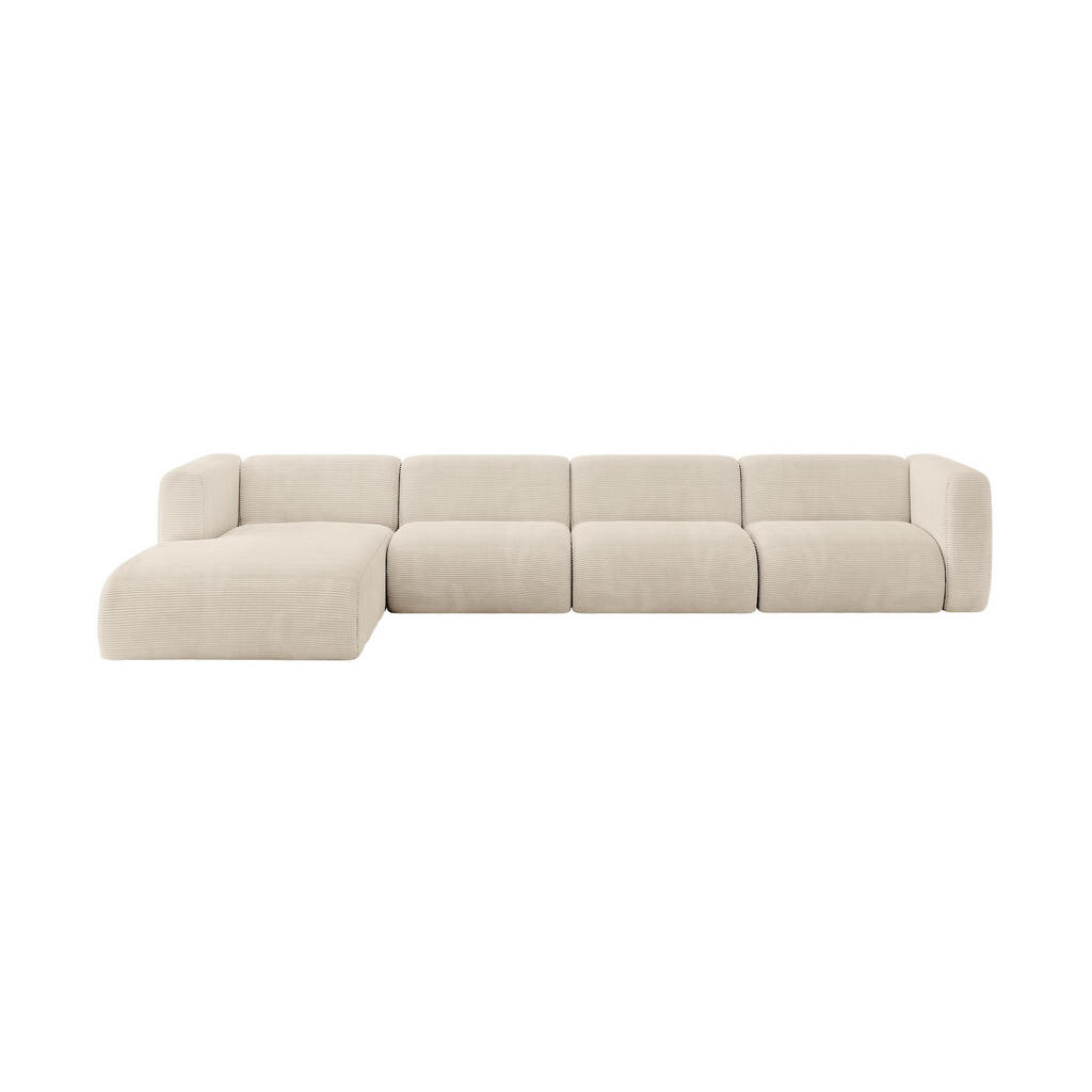 ALTDECOR ROHOVÁ SEDAČKA S LEVOU OTOMANOU MIRA-L3 409x179x70 Béžová Manšestr