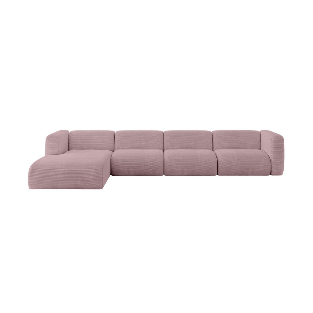 ALTDECOR ROHOVÁ SEDAČKA S LEVOU OTOMANOU MIRA-L3 409x179x70 Růžová Manšestr