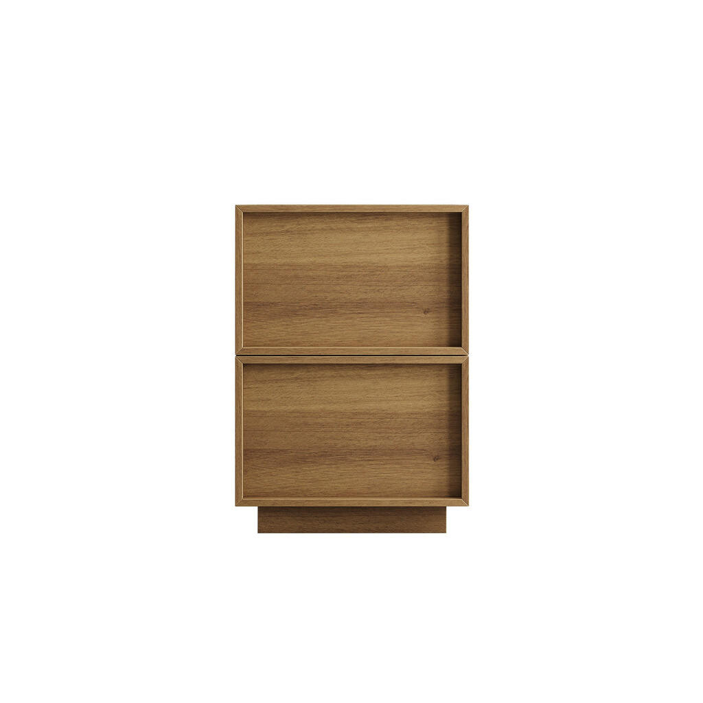 Modfu NOČNÍ stolek z MDF 38x48x55 cm dub se 2 bezúchytkovými zásuvkami a kovovými pojezdy
