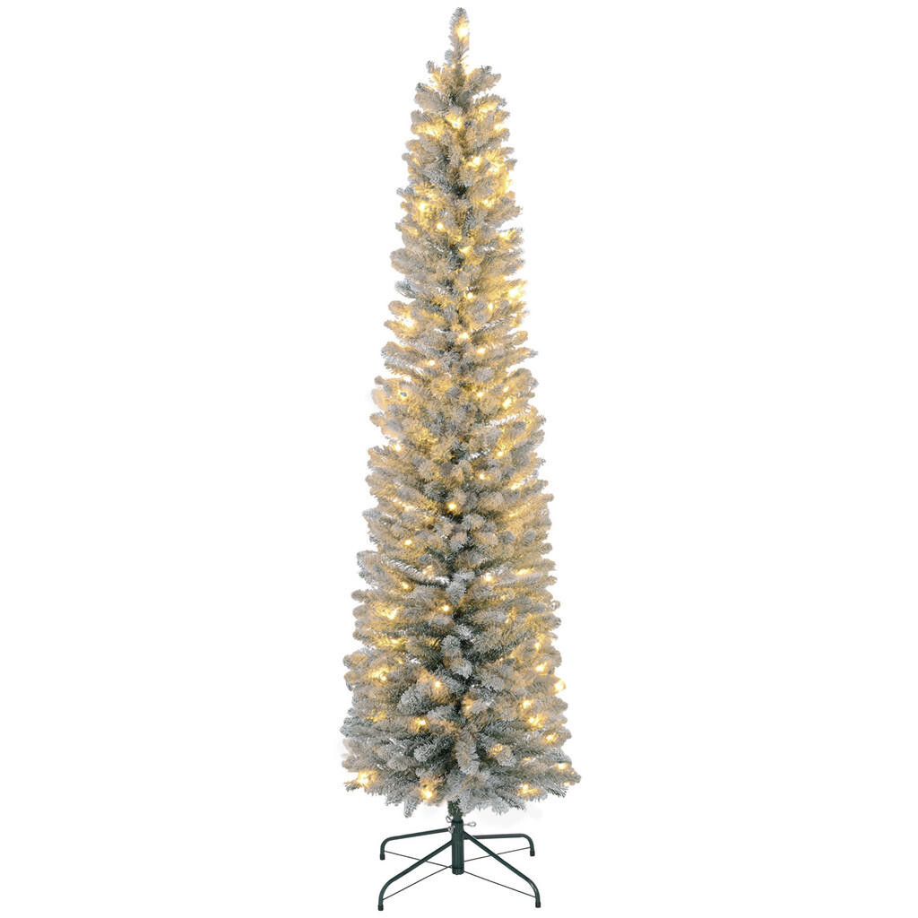 HOMCOM UMĚLÝ vánoční stromek 210 cm s 180 LED světly, skládací, stojan, zelený+bílý