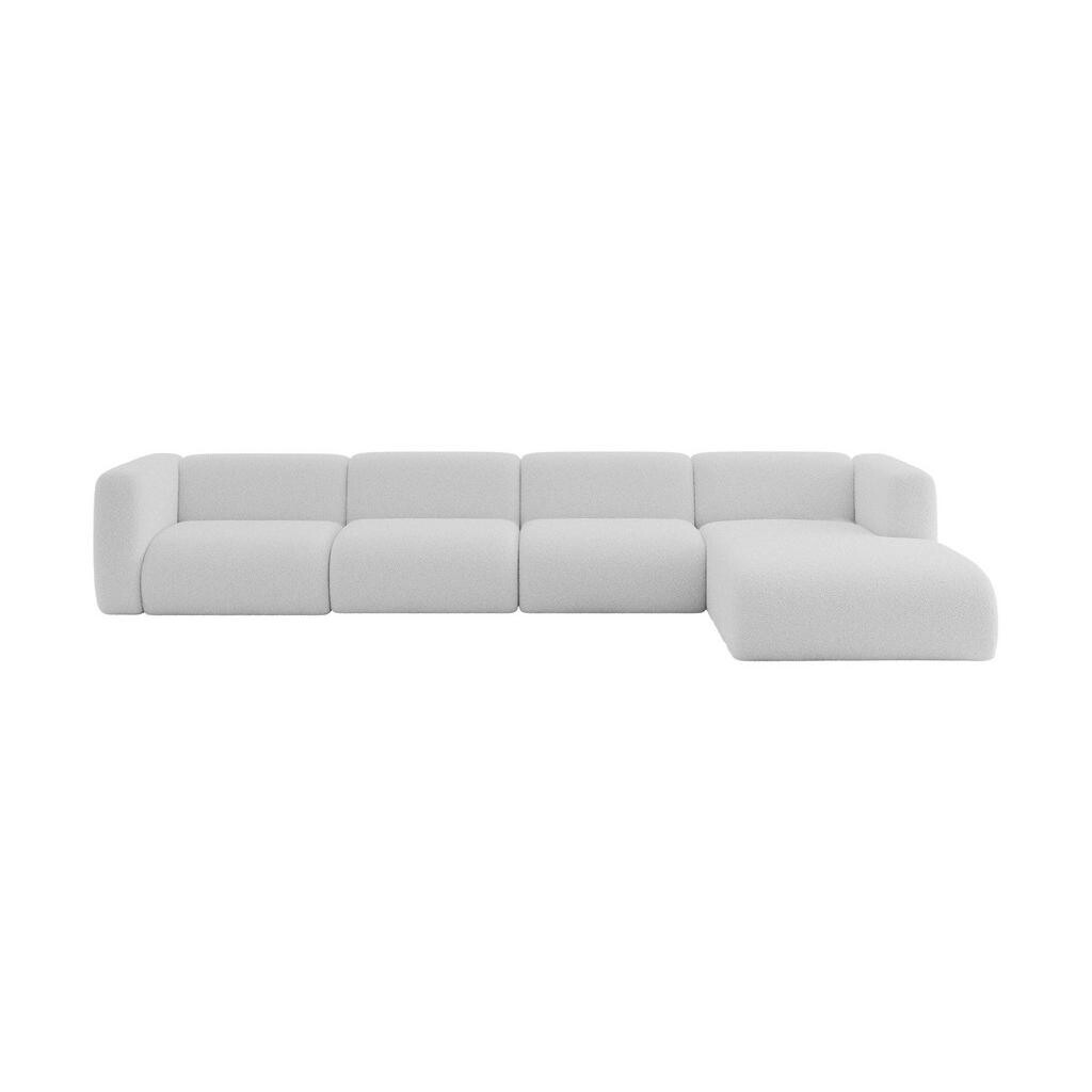 ALTDECOR ROHOVÁ SEDAČKA S PRAVOU OTOMANOU MIRA-L3 409x179x70 Světle šedá Bouclé