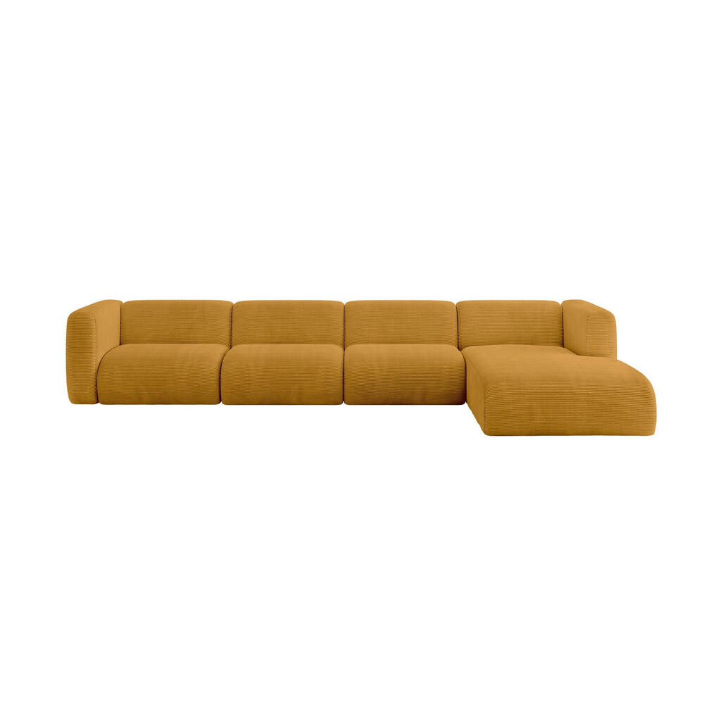 ALTDECOR ROHOVÁ SEDAČKA S PRAVOU OTOMANOU MIRA-L3 409x179x70 Hořčicově žlutá Manšestr