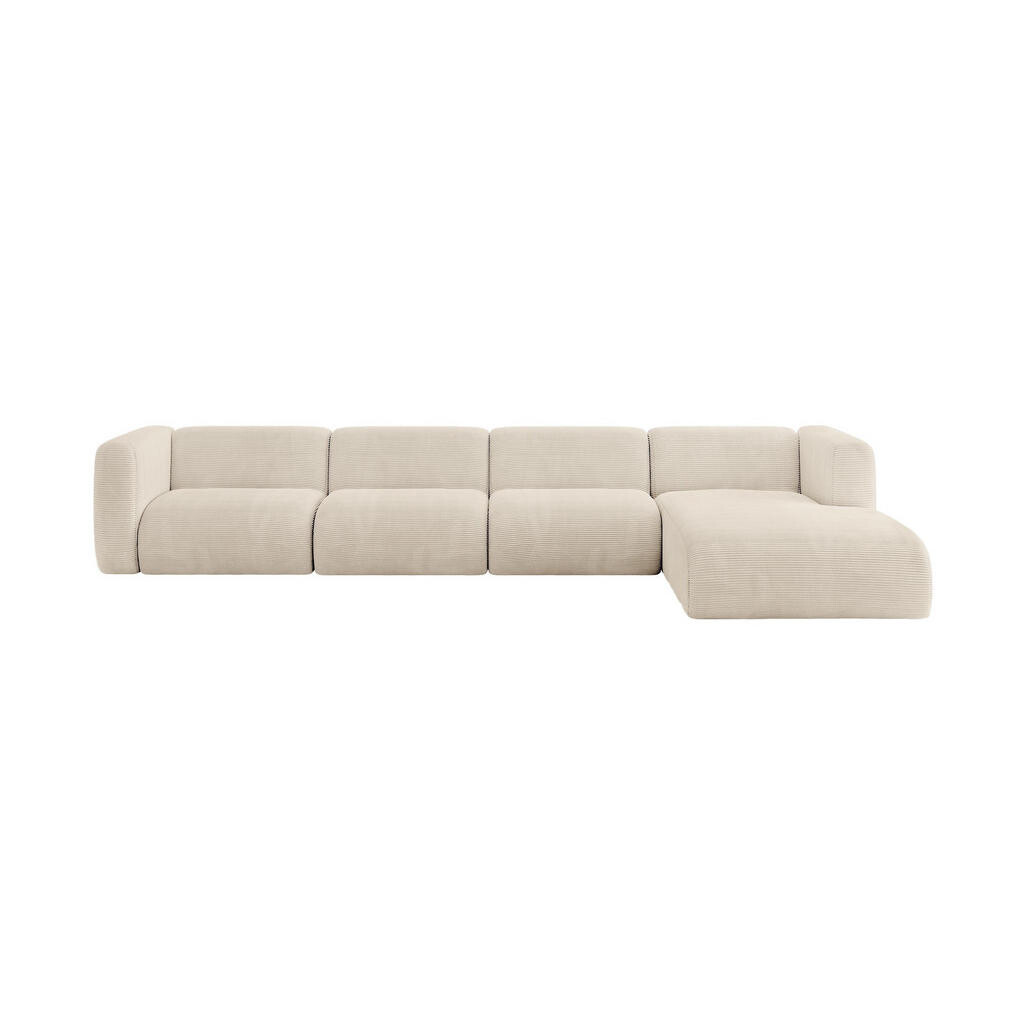 ALTDECOR ROHOVÁ SEDAČKA S PRAVOU OTOMANOU MIRA-L3 409x179x70 Béžová Manšestr