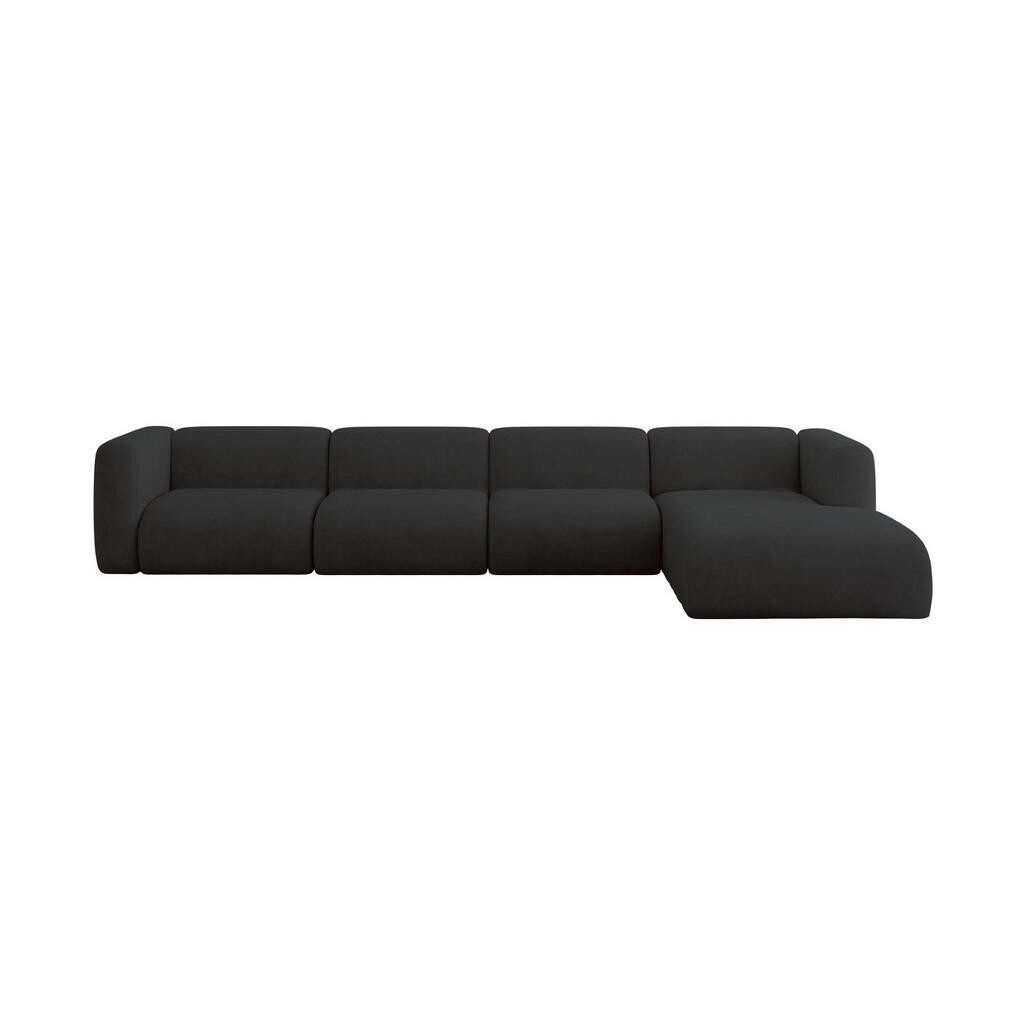 ALTDECOR ROHOVÁ SEDAČKA S PRAVOU OTOMANOU MIRA-L3 409x179x70 Černá Velur