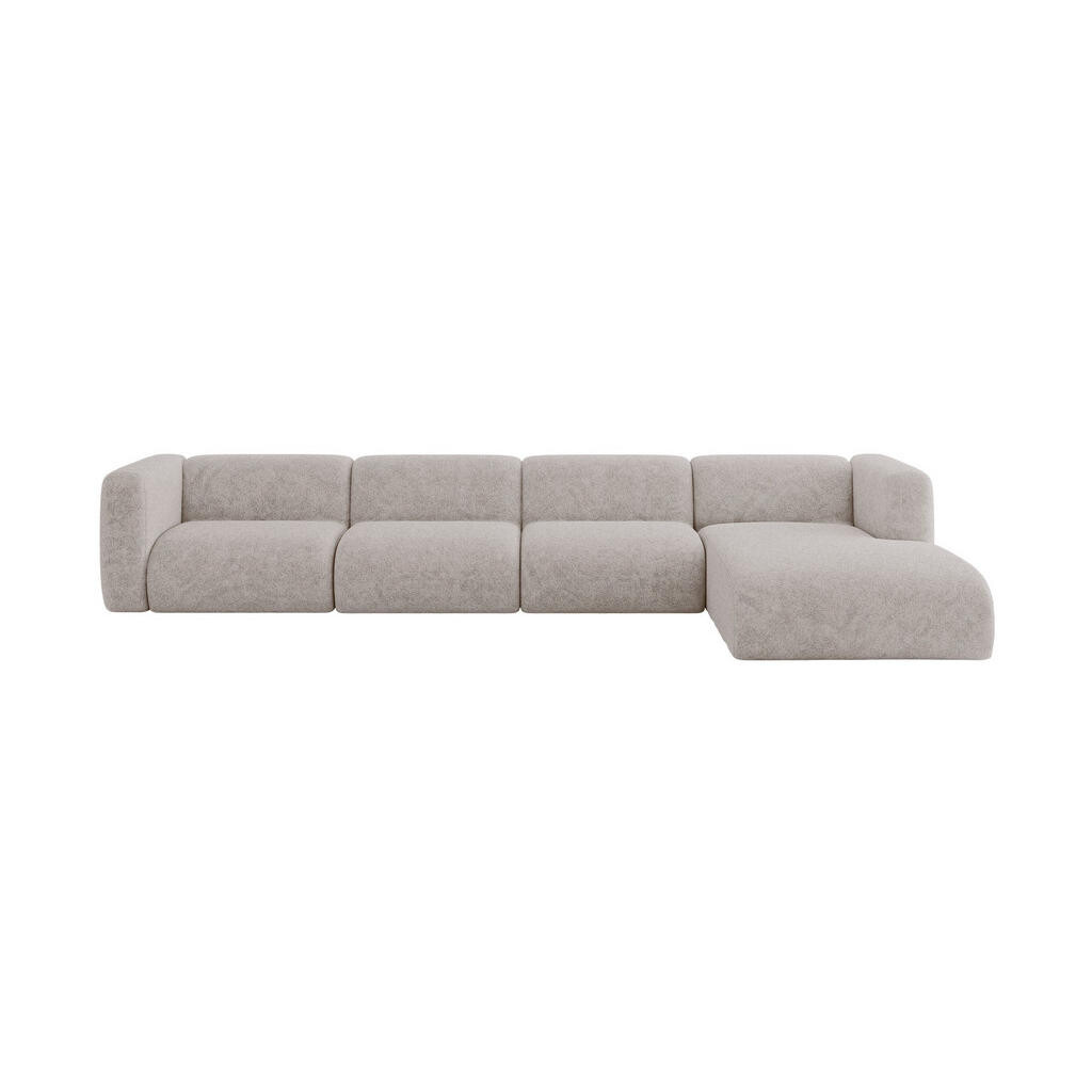 ALTDECOR ROHOVÁ SEDAČKA S PRAVOU OTOMANOU MIRA-L3 409x179x70 Světle šedá Velur