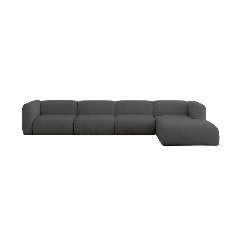 ALTDECOR ROHOVÁ SEDAČKA S PRAVOU OTOMANOU MIRA-L3 409x179x70 Tmavě šedá Velur