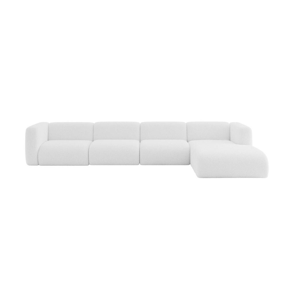 ALTDECOR ROHOVÁ SEDAČKA S PRAVOU OTOMANOU MIRA-L3 409x179x70 Bílá Bouclé