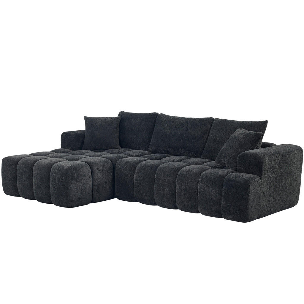 OKWISH ROHOVÁ pohovka 249,94/124,97/58,98 cm černá ze sametové tkaniny modulární a pohodlná