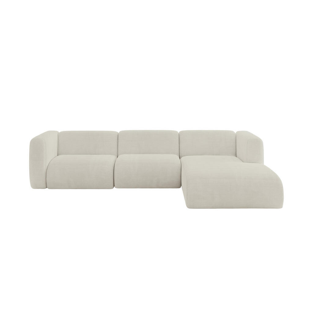 ALTDECOR ROHOVÁ SEDAČKA S PRAVOU OTOMANOU MIRA-L2 318x179x89 Krémová Manšestr