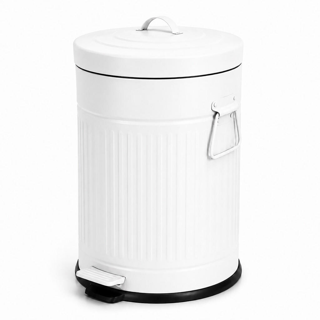 Relaxdays ODPADKOVÝ KOŠ Bílý s pedálem tiché dovírání kov 20 l
