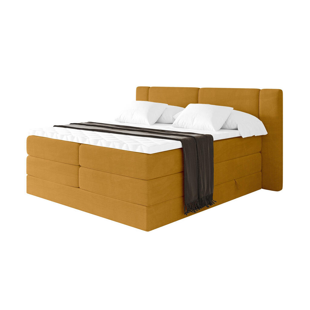 ALTDECOR POSTEL boxspring s matracemi H3/H4 - EVON KING - 120x200 cm Hořčicově žlutá