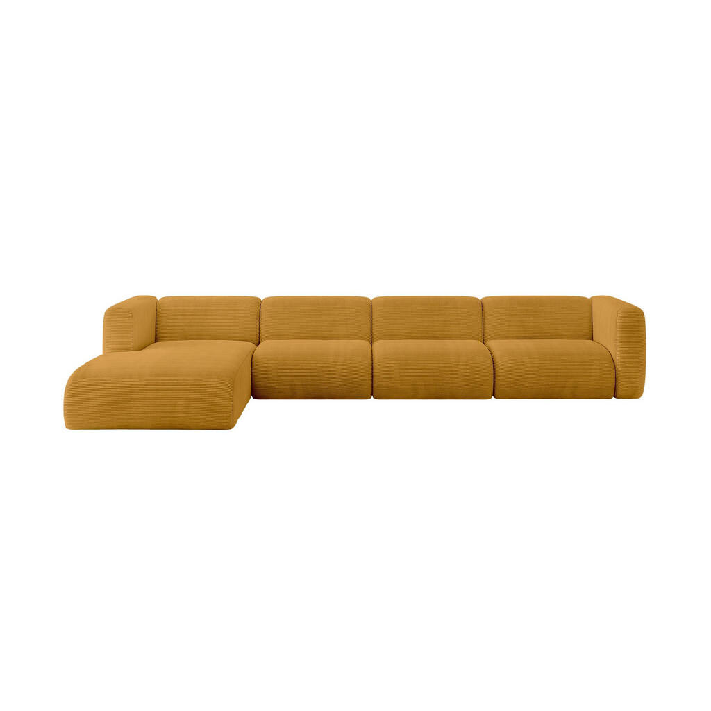 ALTDECOR ROHOVÁ SEDAČKA S LEVOU OTOMANOU MIRA-L3 409x179x70 Hořčicově žlutá Manšestr