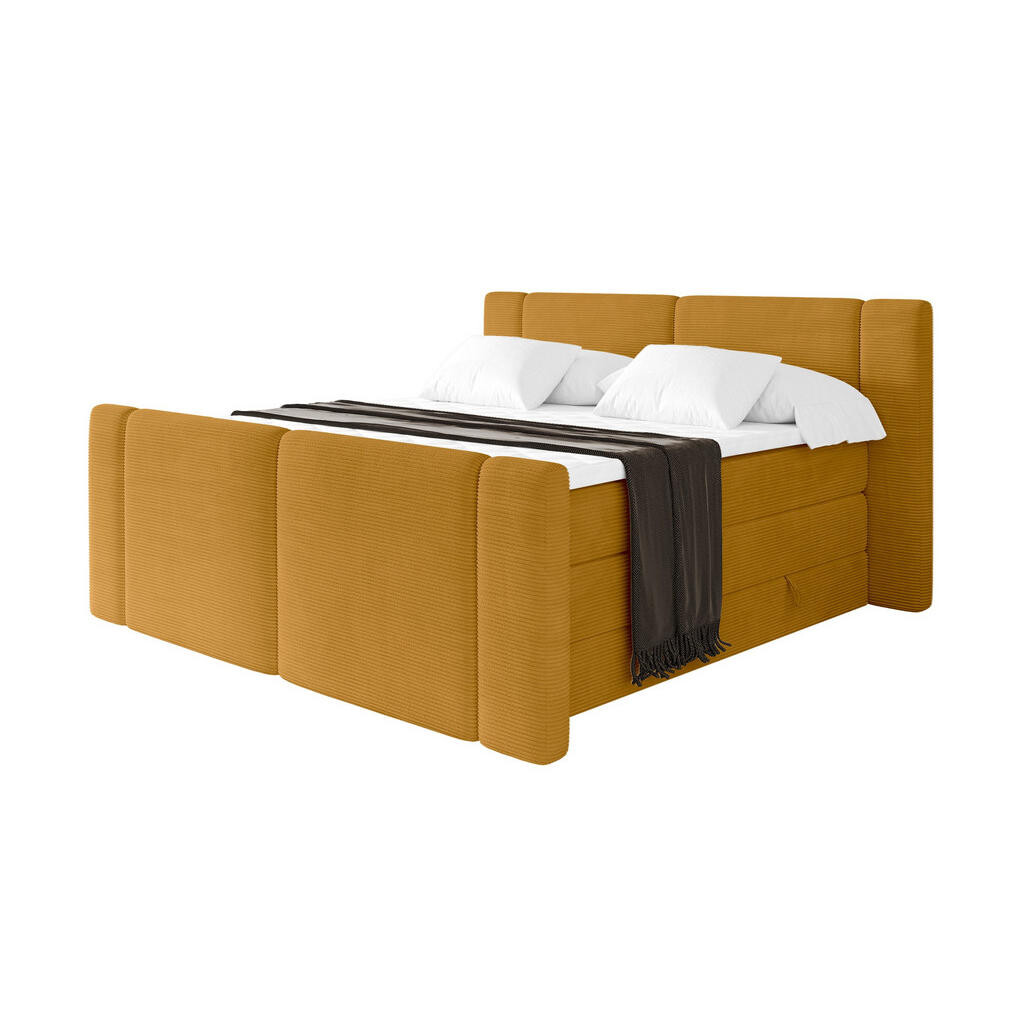 ALTDECOR POSTEL boxspring s matracemi H3/H4 - EVON KING Zanozek - 120x200 cm Hořčicově žlutá