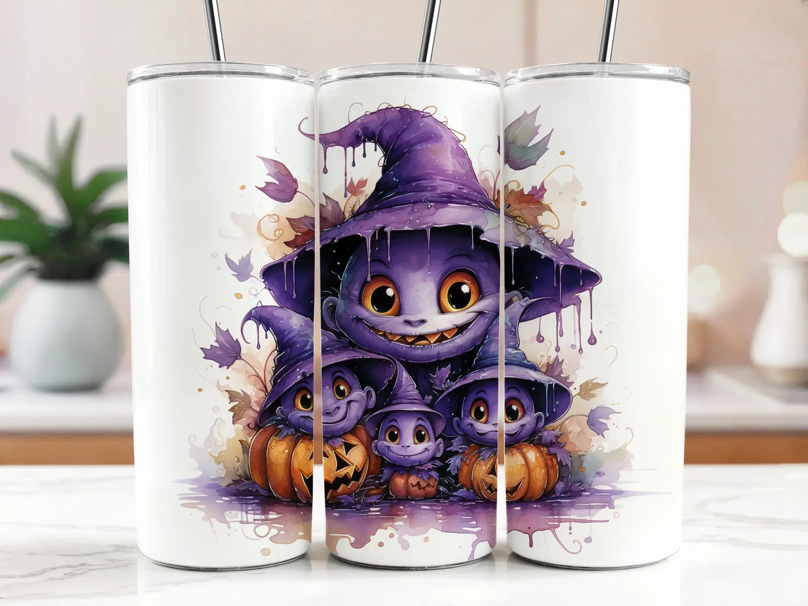 Cestovní termokelímek s brčkem 590 ml – Halloween čarodějnice 01