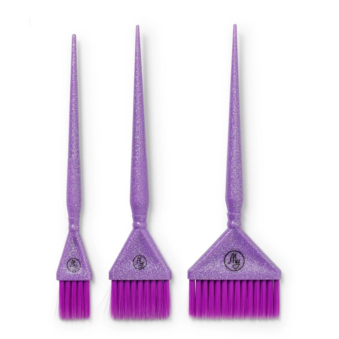 My Professional Lavender Glitter Tint Brush Set - set štětců pro barvení s glitrovým designem 3ks/bal, 9205 - Lavender