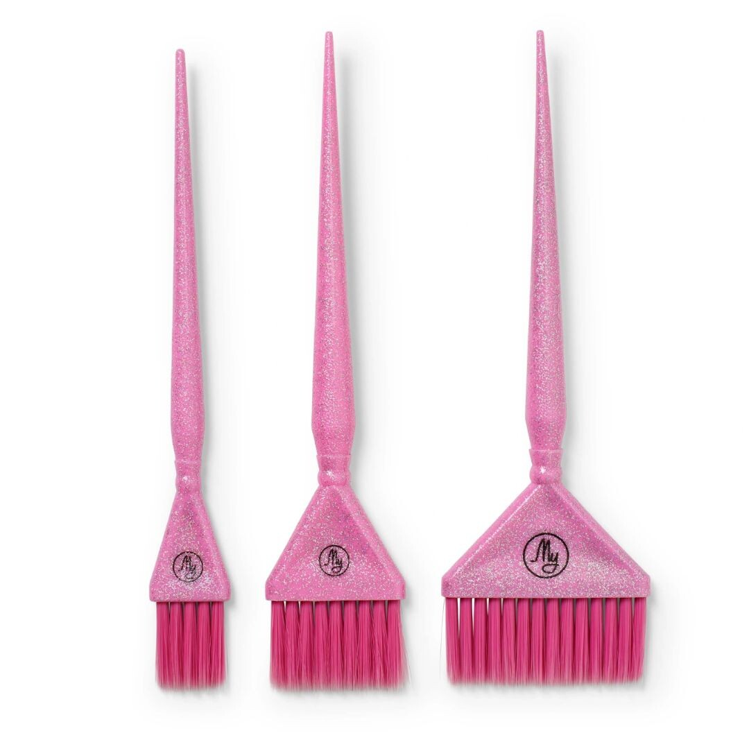 My Professional Lavender Glitter Tint Brush Set - set štětců pro barvení s glitrovým designem 3ks/bal, 9206 - Bubble Gum Pink