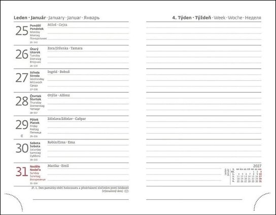 Kapesní diář 2027 A6 Print Pop světle zelený