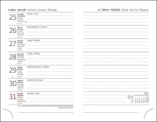 Kapesní diář 2027 A6 Print Pop oranžový