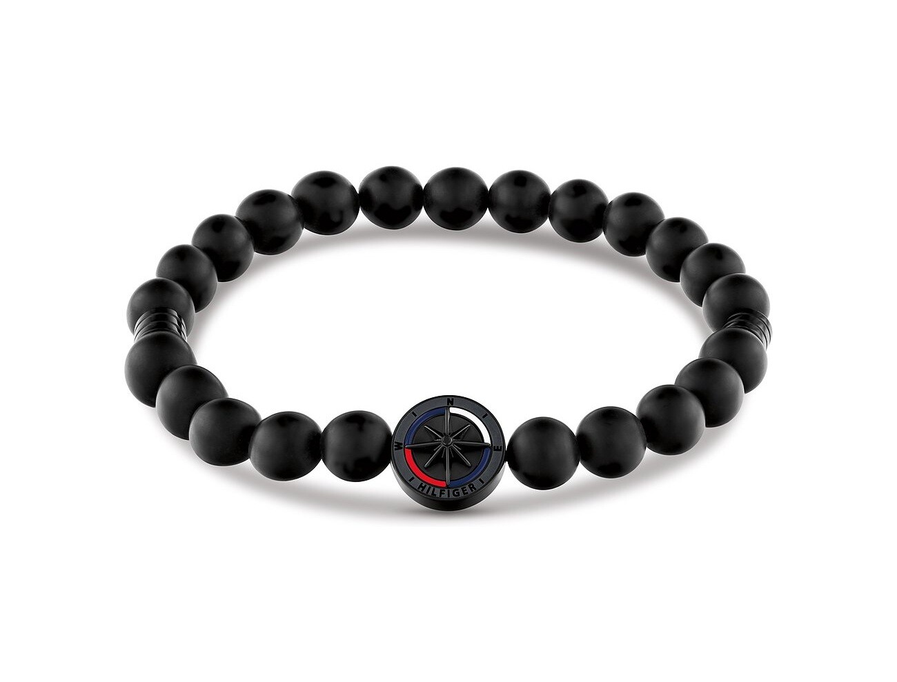 Tommy Hilfiger Černý korálkový náramek pro muže Compass 2790724