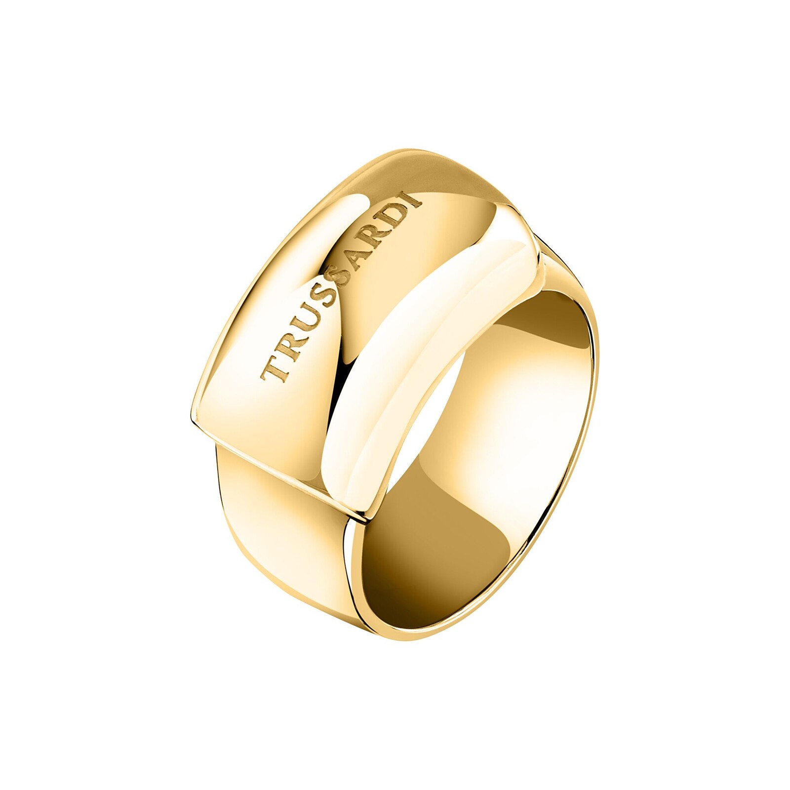 Trussardi Výrazný pozlacený prsten z oceli T-Design TJAXA510 58 mm