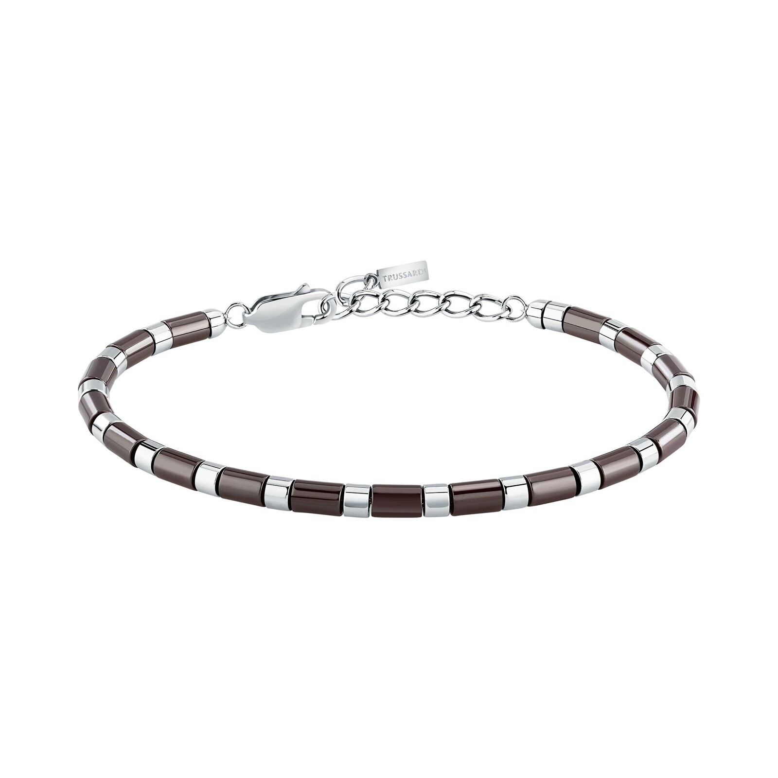 Trussardi Korálkový náramek z hnědé keramiky a oceli T-Ceramic TJAXE08