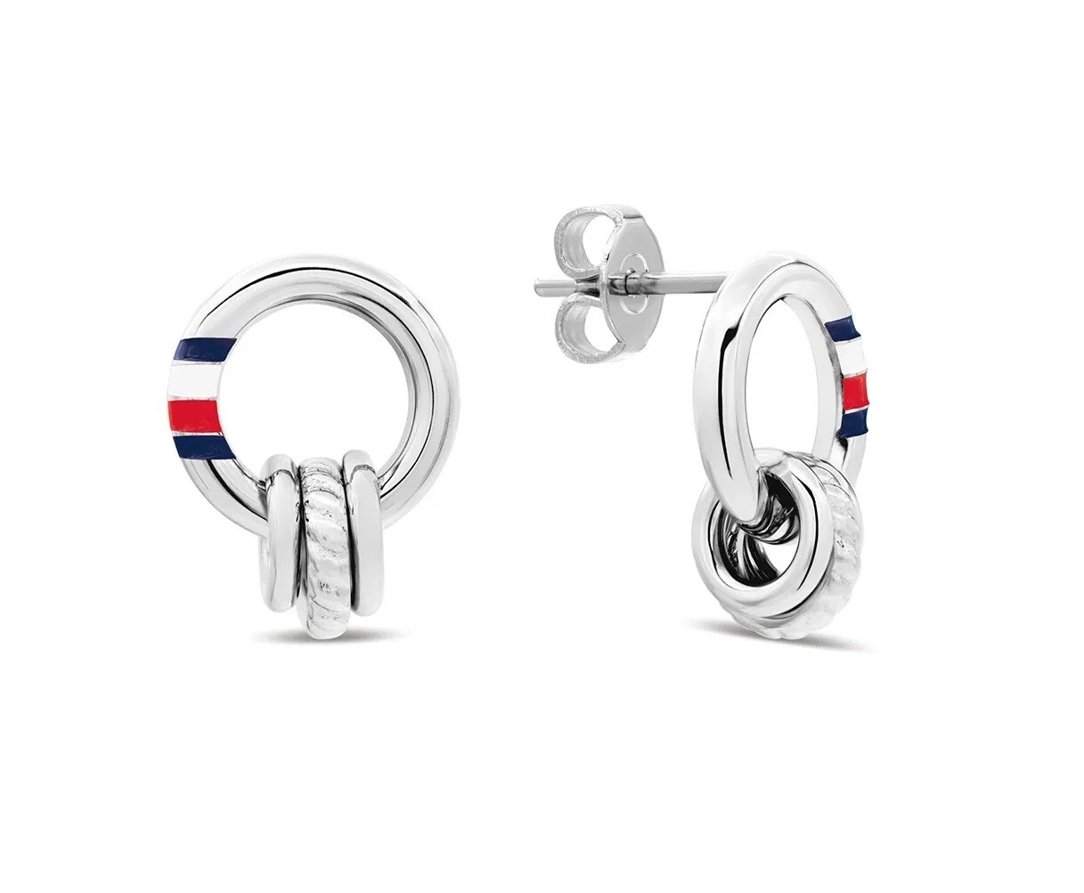 Tommy Hilfiger Elegantní ocelové náušnice s trikolórou 2781061