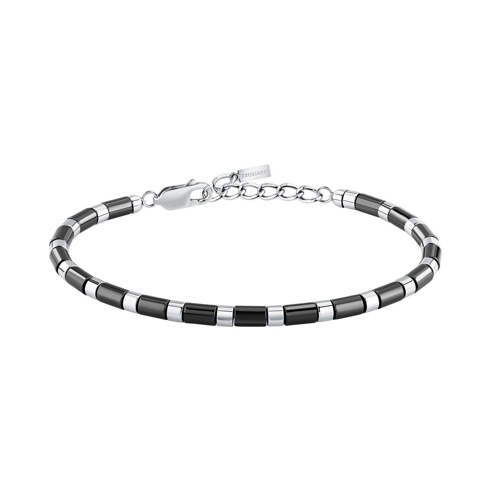Trussardi Korálkový náramek z černé keramiky a oceli T-Ceramic TJAXE09