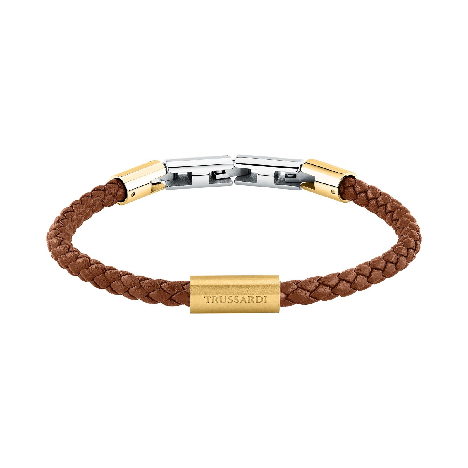 Trussardi Hnědý kožený náramek pro muže T-Leather TJAXZ27