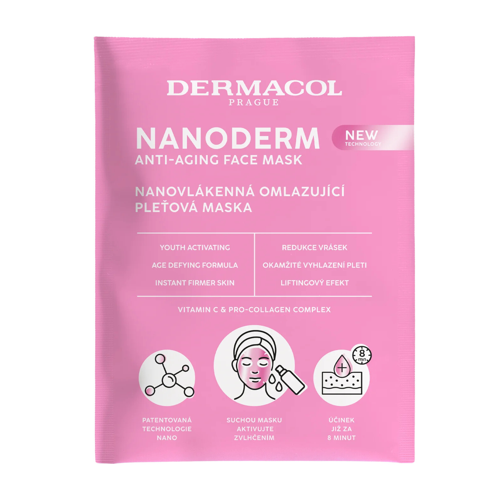 Dermacol Nanovlákenná omlazující pleťová maska Nanoderm Face Mask 1 ks