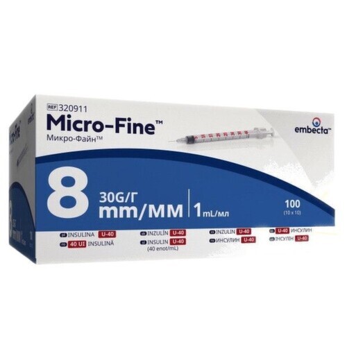 Embecta Micro-Fine U-40 inzul.střík.8mm 1ml 100ks