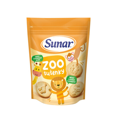 Sunar ZOO sušenky s vápníkem a vitamínem B1, 12m+, 150g