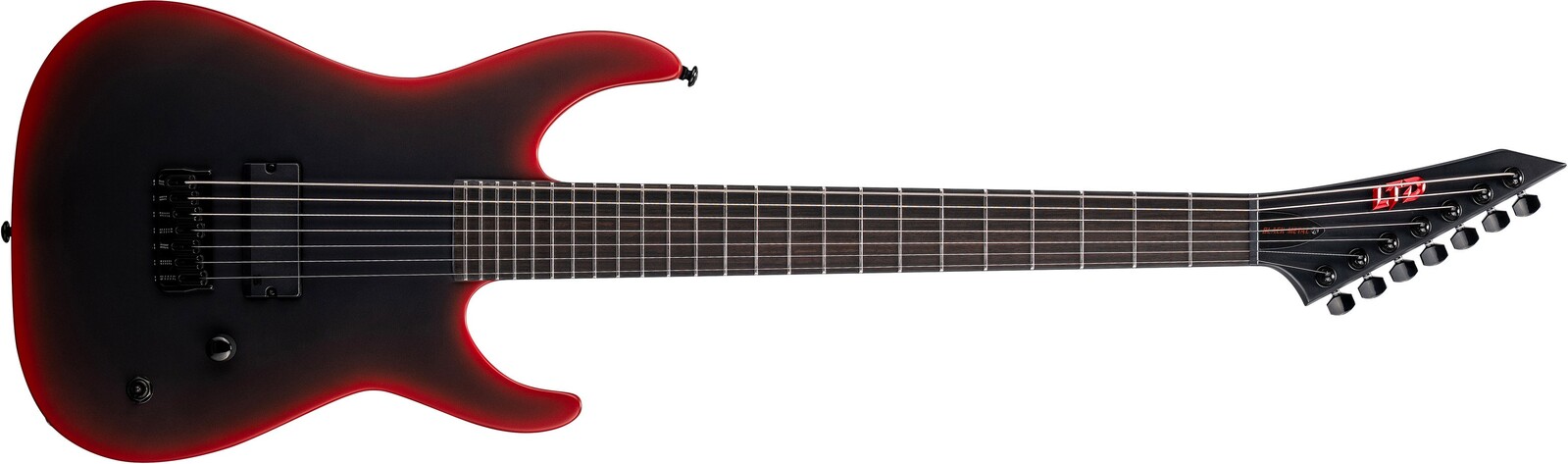 ESP LTD M-7 Baritone Black Metal II Black Redburst Satin