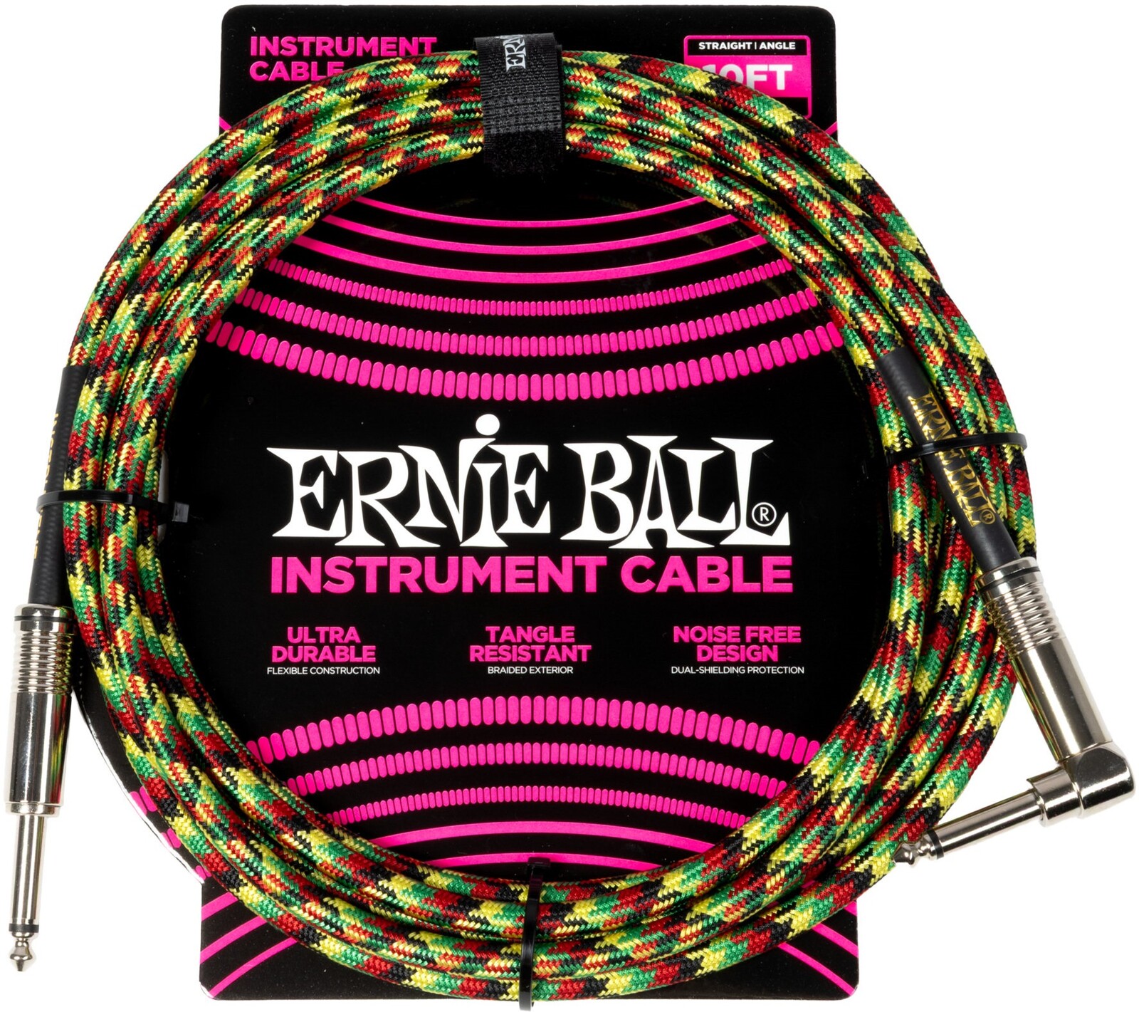 Ernie Ball Braided Instrument Cable Straight/Angle 3m Good Vibrations