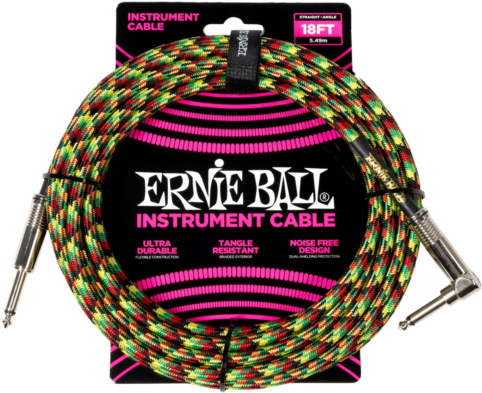 Ernie Ball Braided Instrument Cable Straight/Angle 5,5m Good Vibration