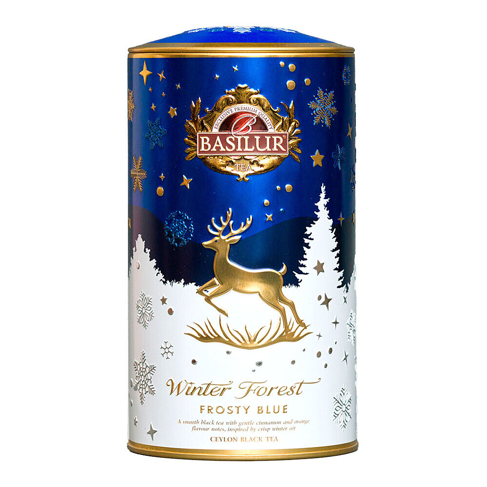BASILUR Winter forest frosty blue černý čaj pomeranč a skořice 75 g