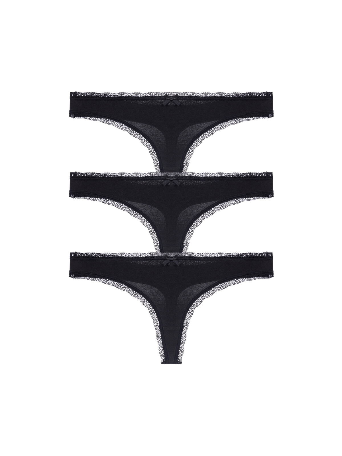 3PACK dámská tanga Dorina Essential Cotton černá (DCTH0013CO035-3X0009) XXL