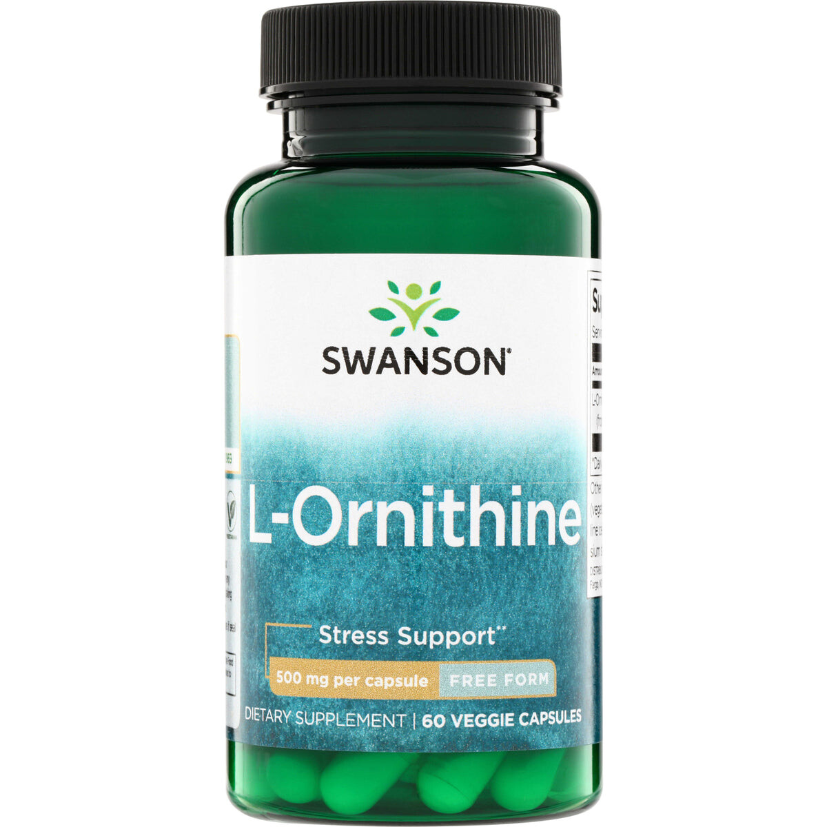 Swanson L-ornithin, 500 mg, 60 rostlinných kapslí