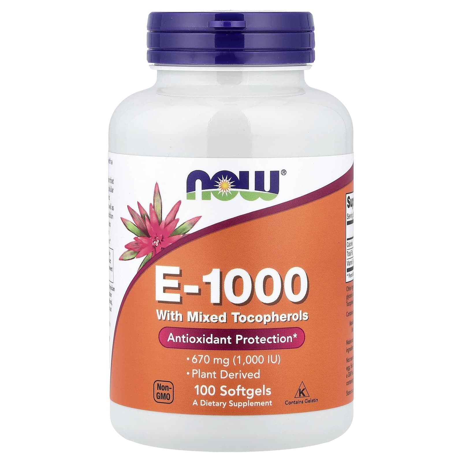Now® Foods NOW Vitamín E-1000 se směsí tokoferolů, 670 mg, 100 softgelových kapslí