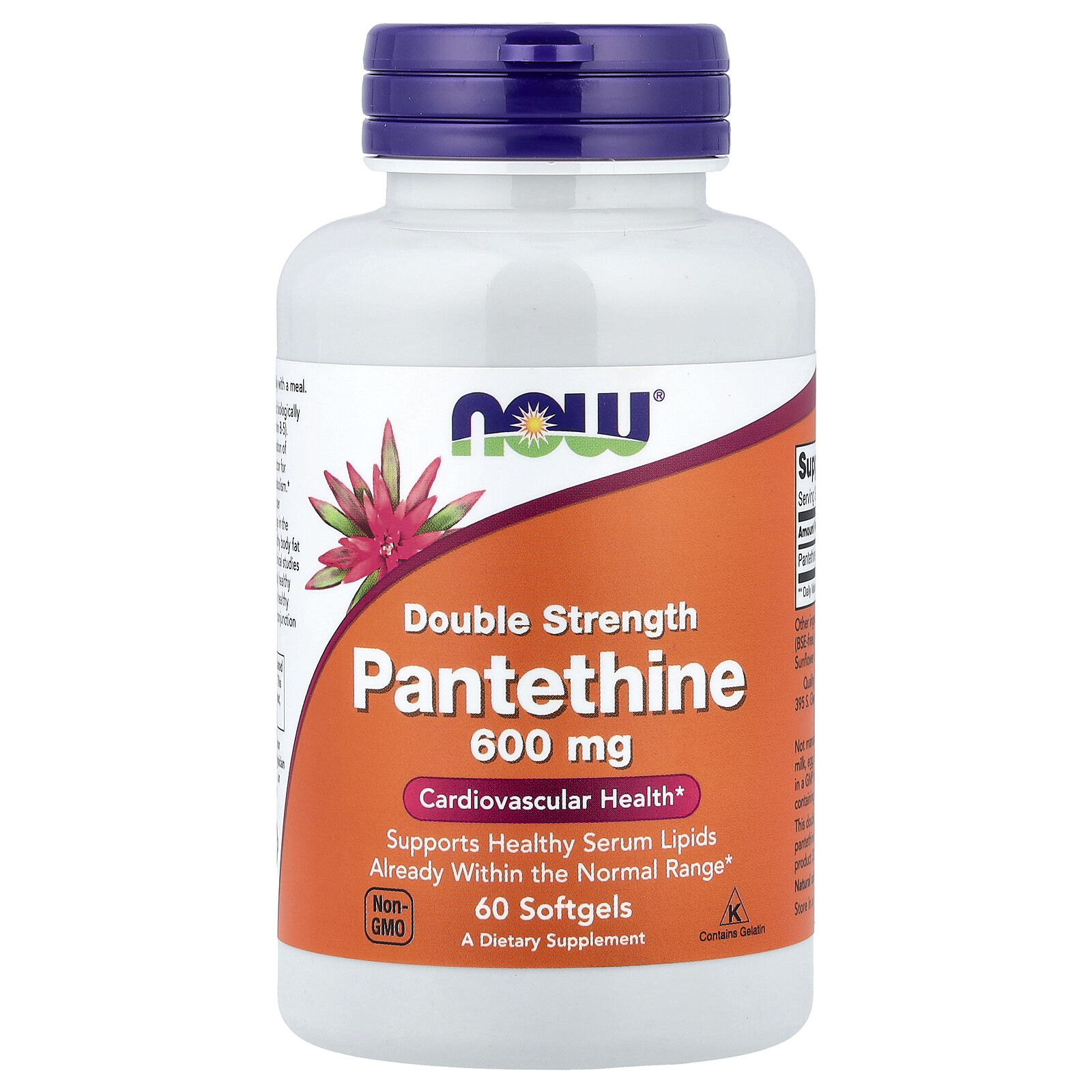 Now® Foods NOW Pantethin, 600 mg Double Strength, 60 softgelových kapslí