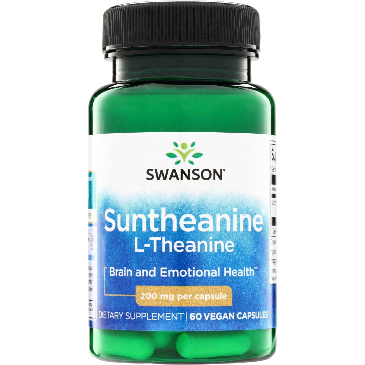 Swanson Suntheanine L-theanin, 200 mg, 60 veganských kapslí