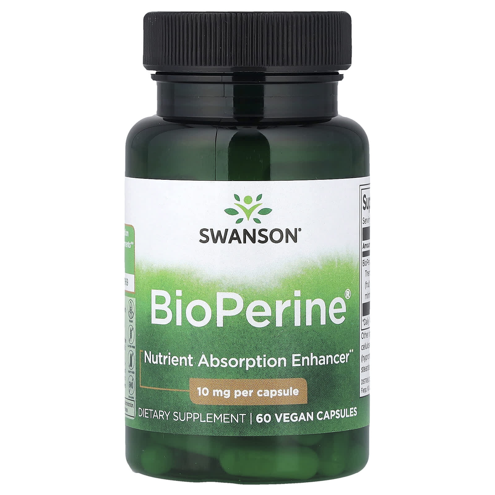 Swanson BioPerine, 10 mg, 60 rostlinných kapslí