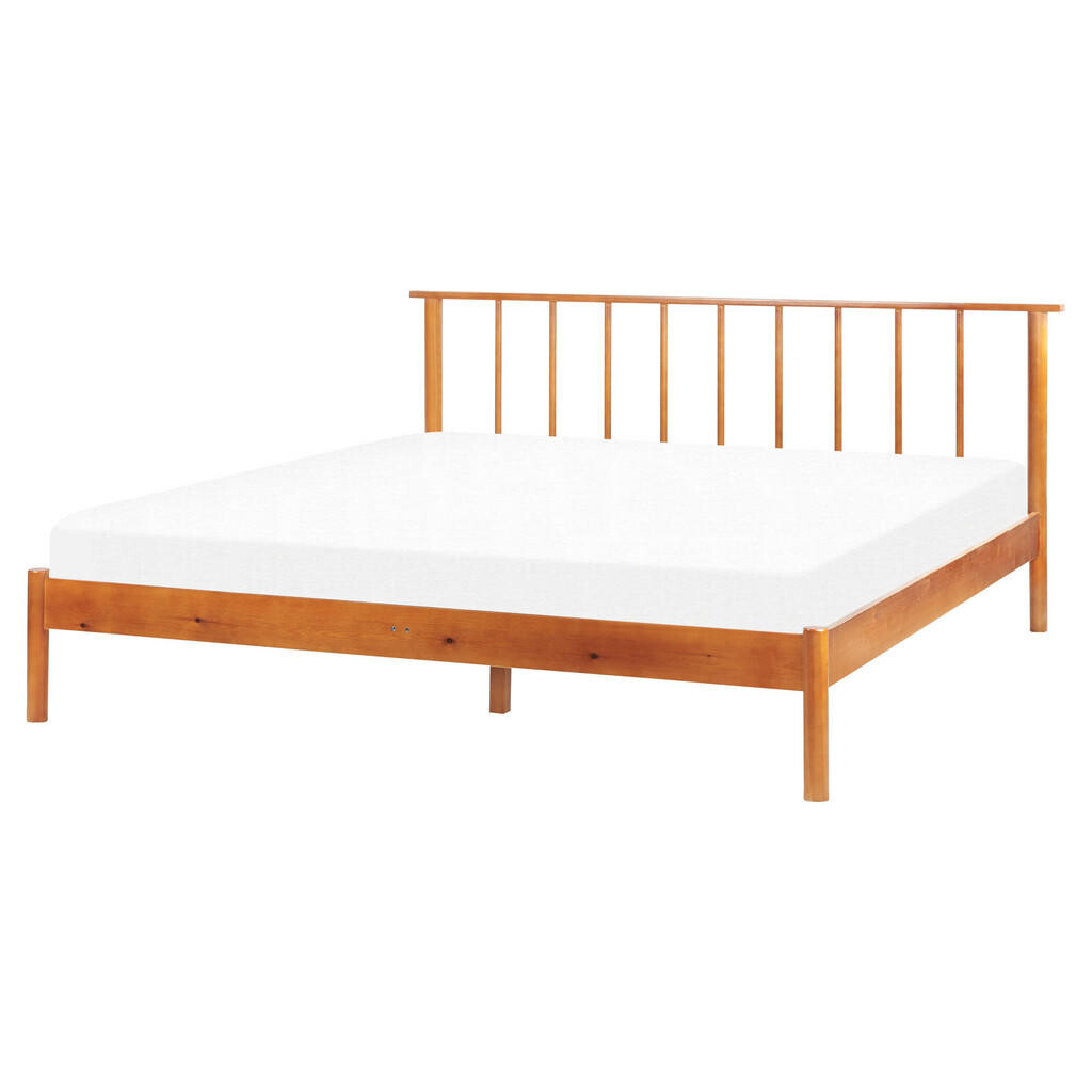 Beliani DŘEVĚNÁ POSTEL 160/200 cm Světlejší Odstín dřeva Barret