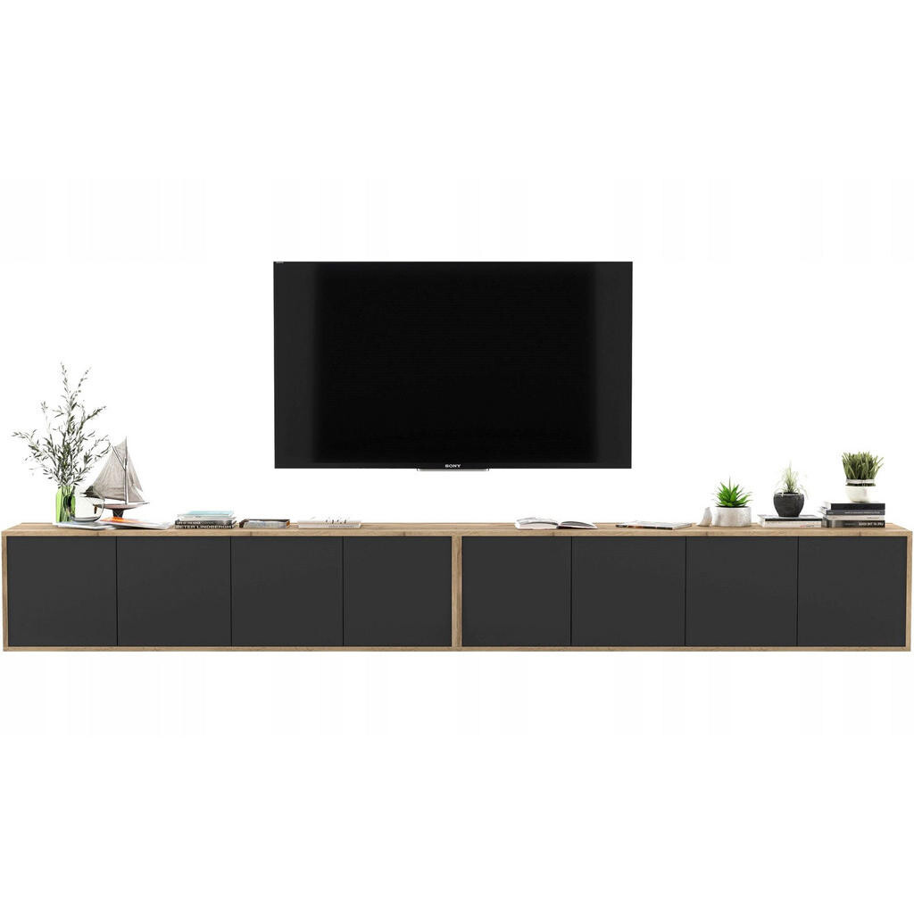 Meble Lindner SADA 2 TV stolků Apollo2 dub Wotan / černá matná 300 cm