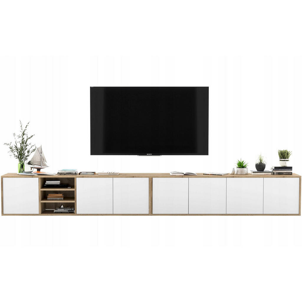 Meble Lindner SADA 2 TV stolků Apollo dub Wotan / bílá matná 300 cm