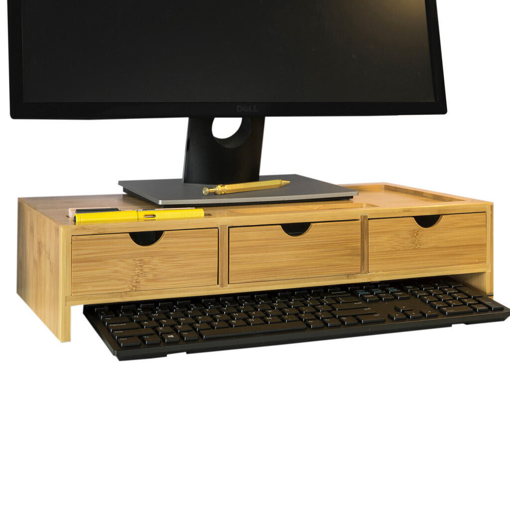 SoBuy STOJAN na monitor s třemi zásuvkami a úložným prostorem