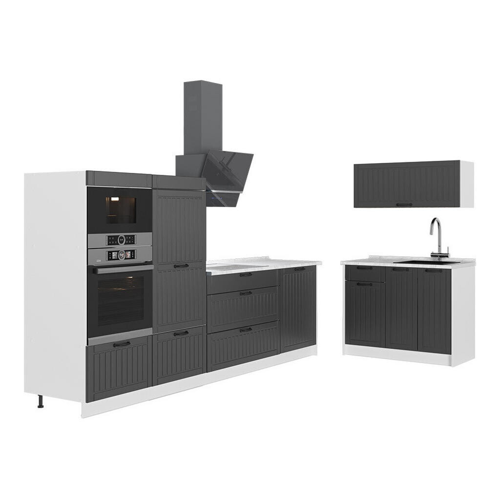 Vicco KUCHYNĚ Fame-Line, Tmavě šedá/Bílá, 380 cm, PD Mramor