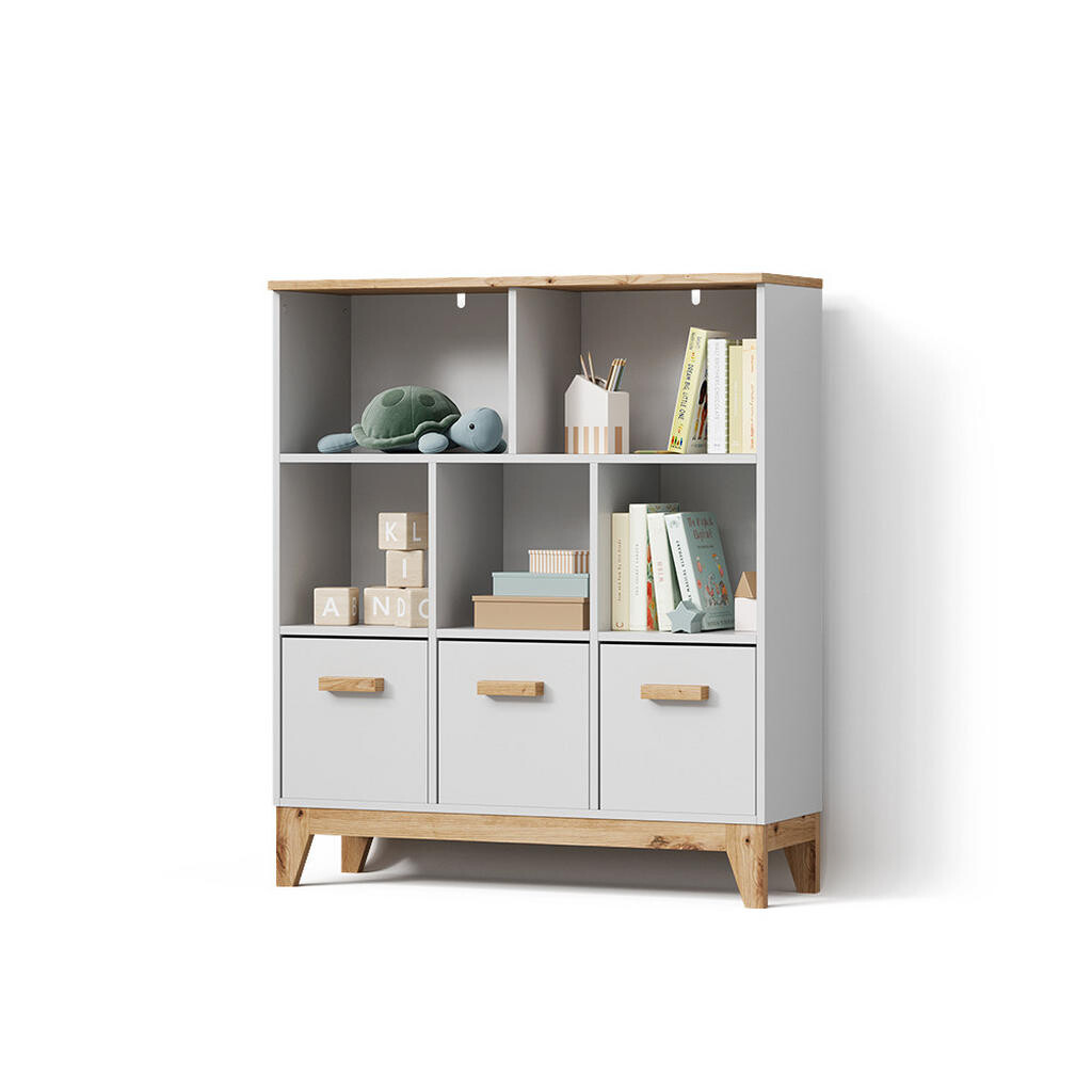 Livinity® DĚTSKÝ REGÁL Mailo Bílá/Artisan 98.4 x 113.4 cm XL se 3 zásuvkami